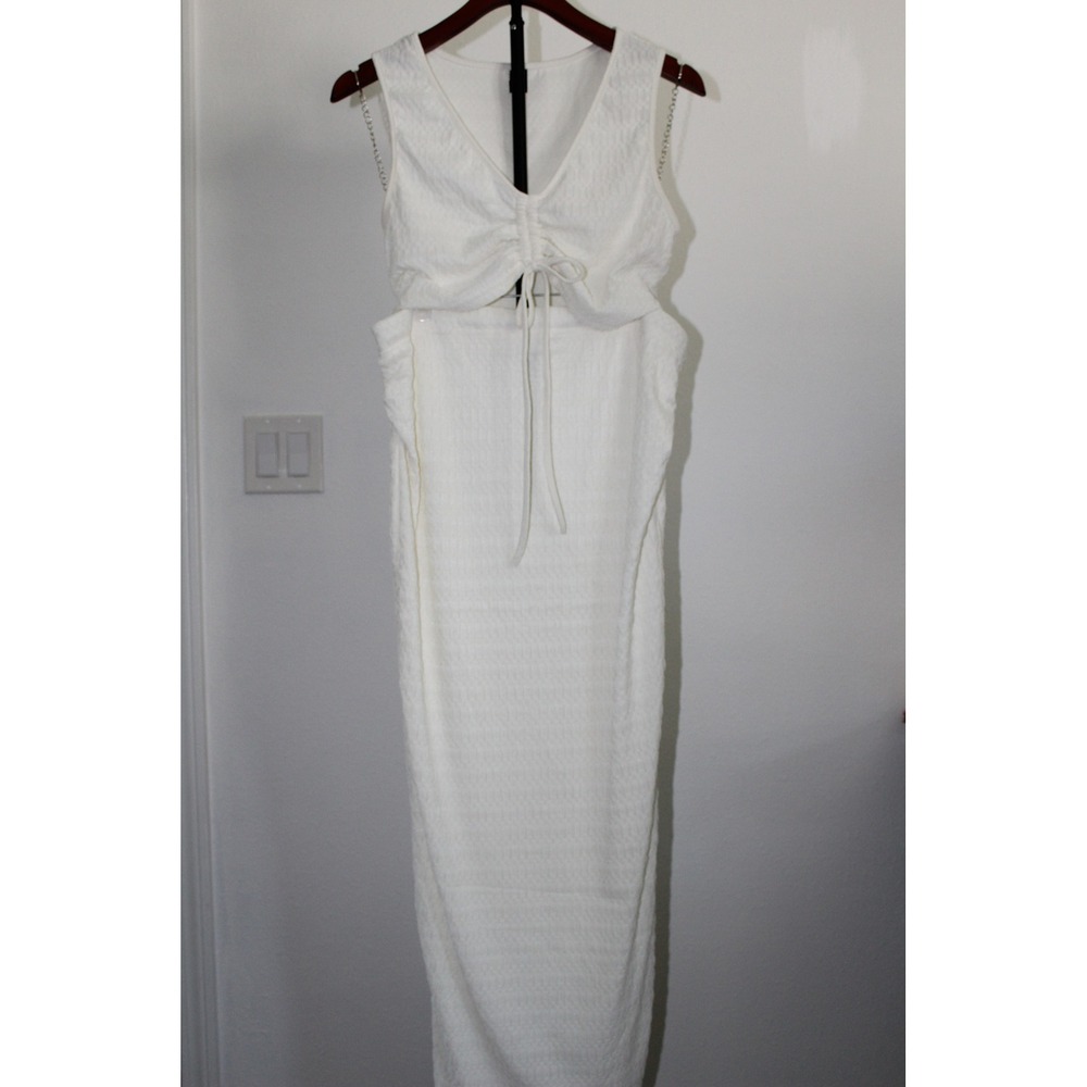 Maternity White Textured Ruched 2 Piece Crop Top and Maxi‎ Skirt Set S